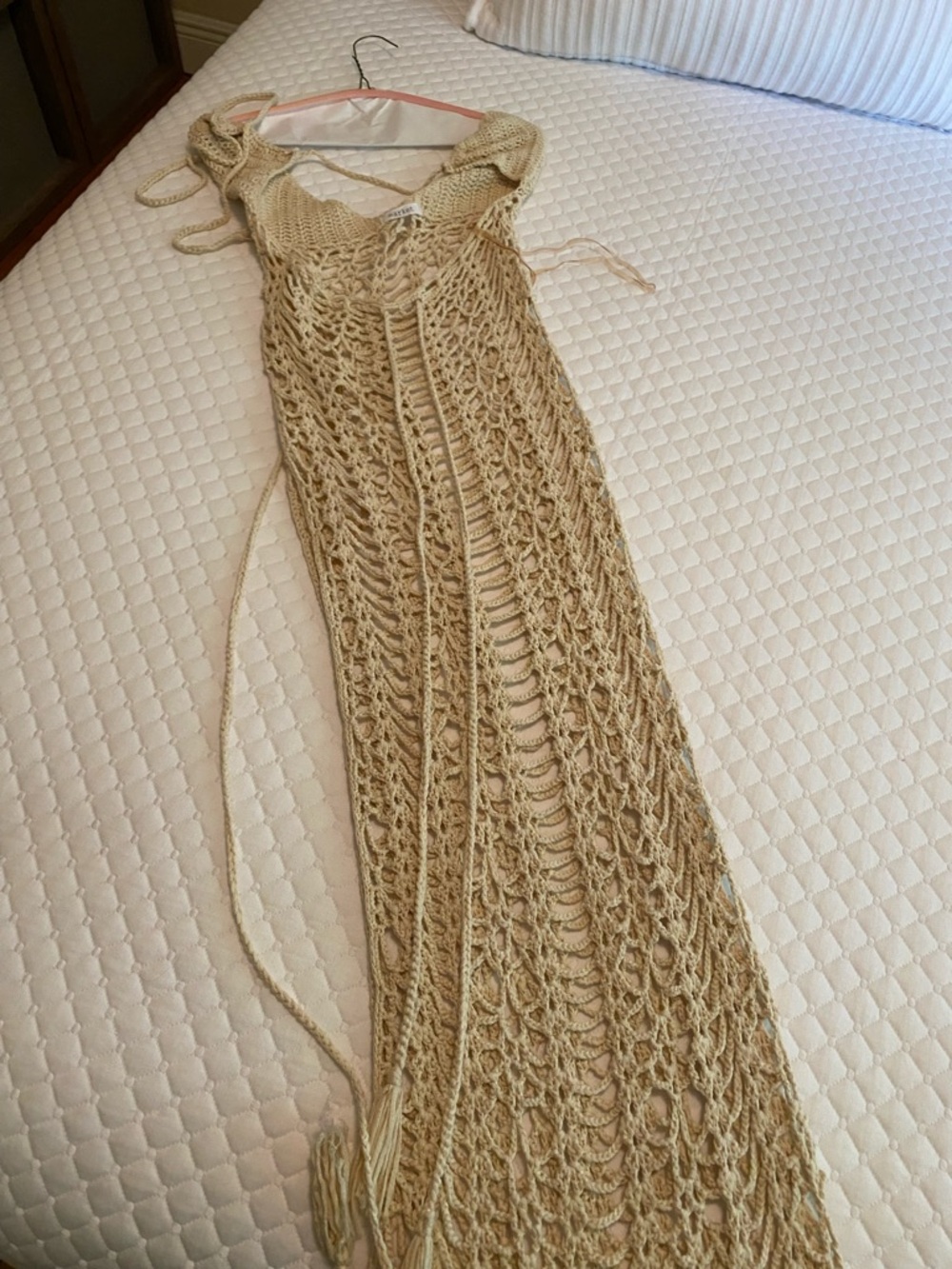 market Beige Crochet Maxi Dress